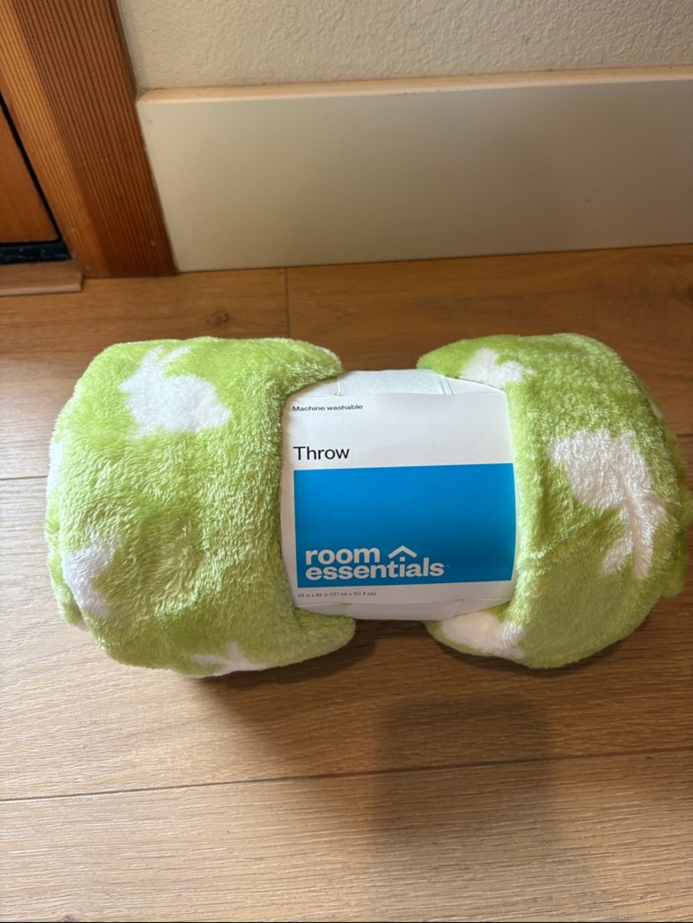 Room Essentials Lime Green and White Bunny Plush Throw